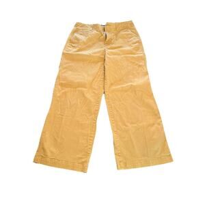 Lands End Pants Size 12 Wide Leg Mid Rise Ankle Crop Mustard Gold Slacks